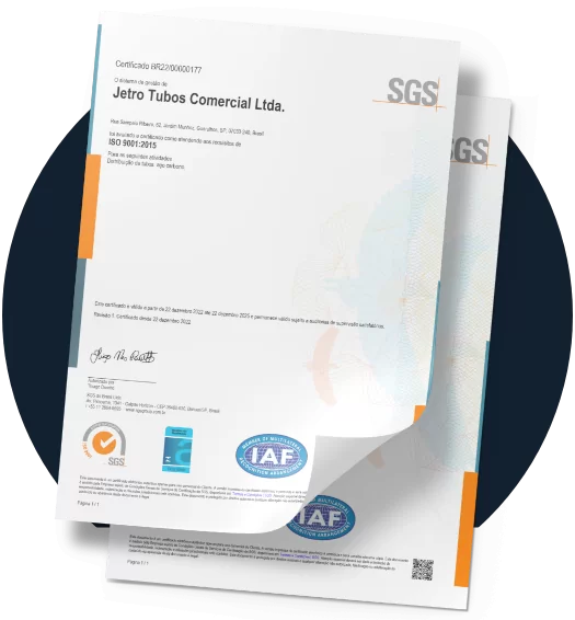 Certificado ISO 9001 da Jetro Tubos